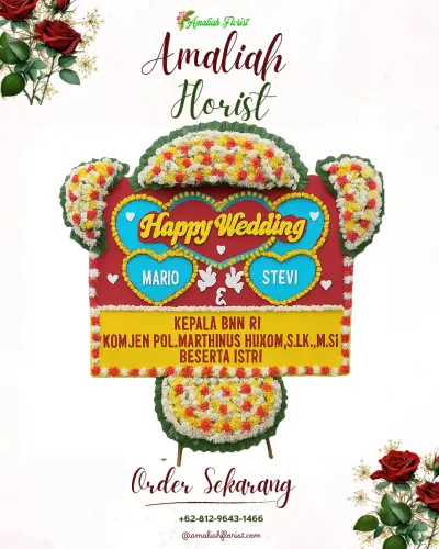 Karangan Papan Bunga Pernikahan di Butuh